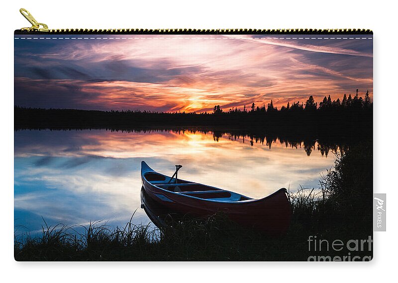Moose Lake Zip Pouch featuring the photograph Minnesota sunset by Lori Dobbs