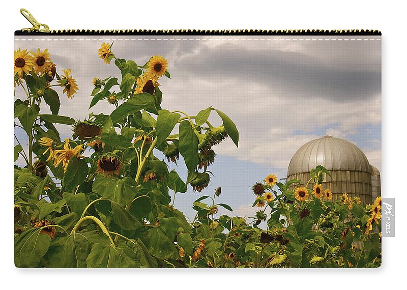 Sunflowers Zip Pouch featuring the photograph Minot Farm by Alice Mainville