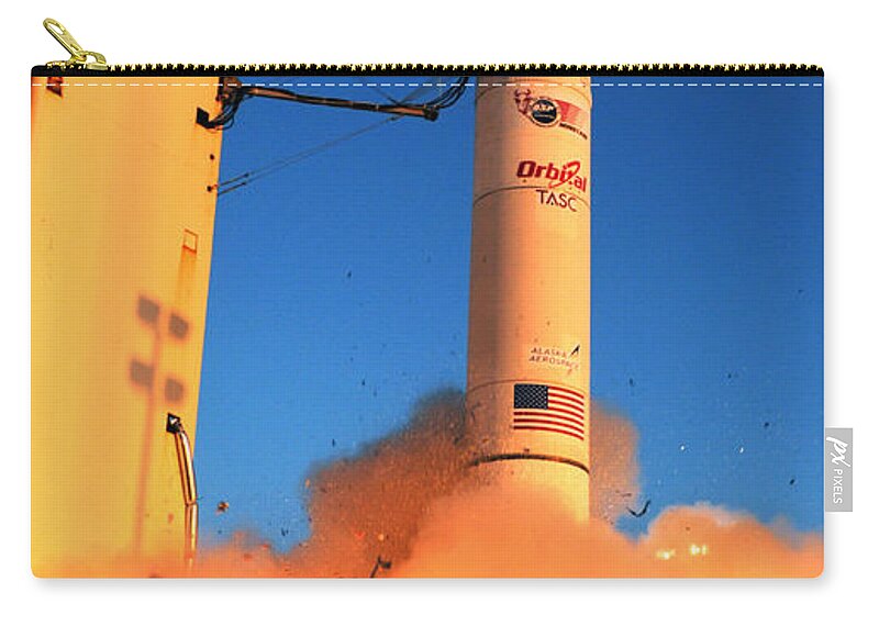 Astronomy Zip Pouch featuring the photograph Minotaur Iv Rocket Launches Falconsat-5 by Science Source