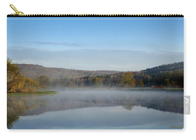 Tranquil Zip Pouch featuring the photograph Mirror On Tranquil Lake by Christina Rollo