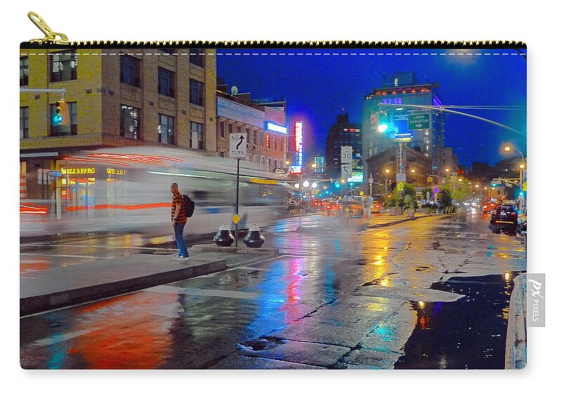 'meatpacking District Zip Pouch featuring the photograph Missed the Bus by Jeffrey Friedkin
