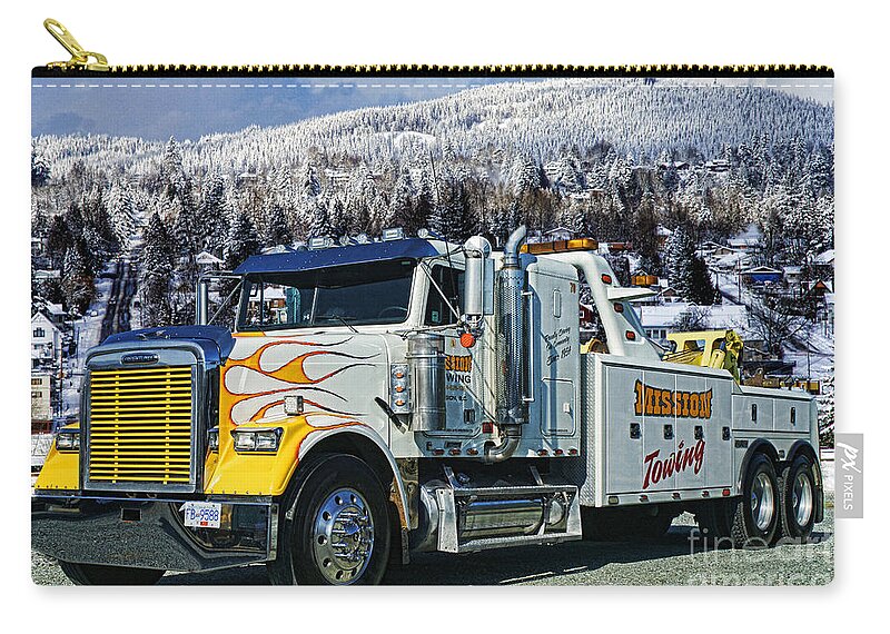 Trucks Zip Pouch featuring the photograph Mission Towing's Big Wrecker by Randy Harris
