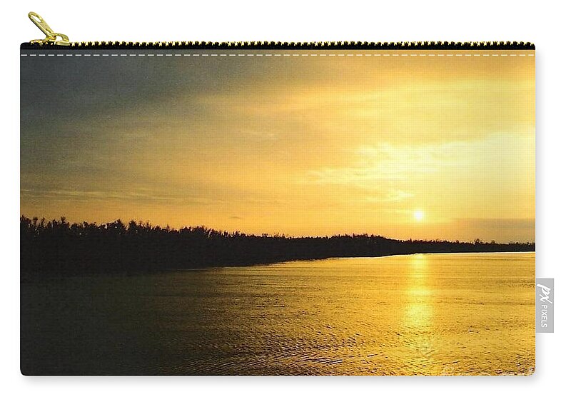 Michael Hoard Photos Zip Pouch featuring the photograph Sunrise Over The Mississippi River Post Hurricane Katrina Chalmette Louisiana USA by Michael Hoard