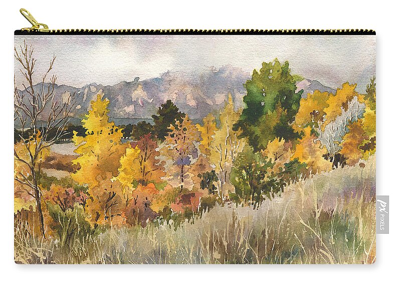 Cloud Painting Zip Pouch featuring the painting Misty Fall Day by Anne Gifford