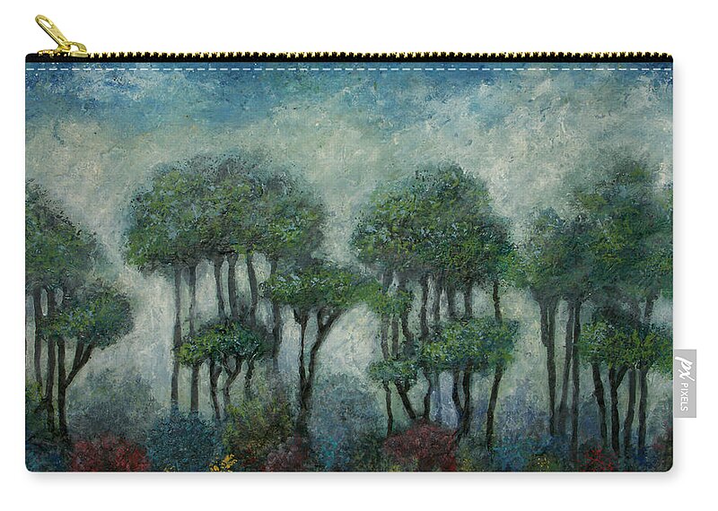 Misty Zip Pouch featuring the painting Misty Marsh by Michael Heikkinen