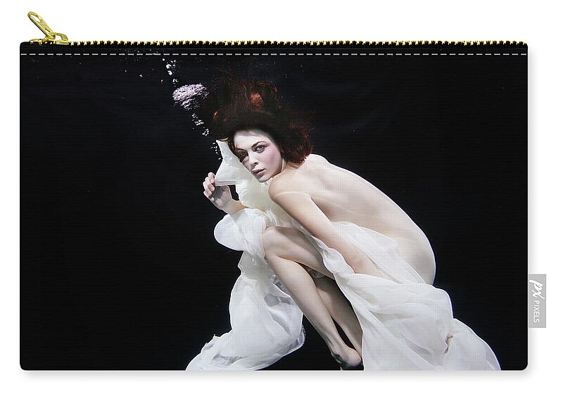 Underwater Zip Pouch featuring the photograph Mixed Race Woman In Scarf Swimming by Ming H2 Wu