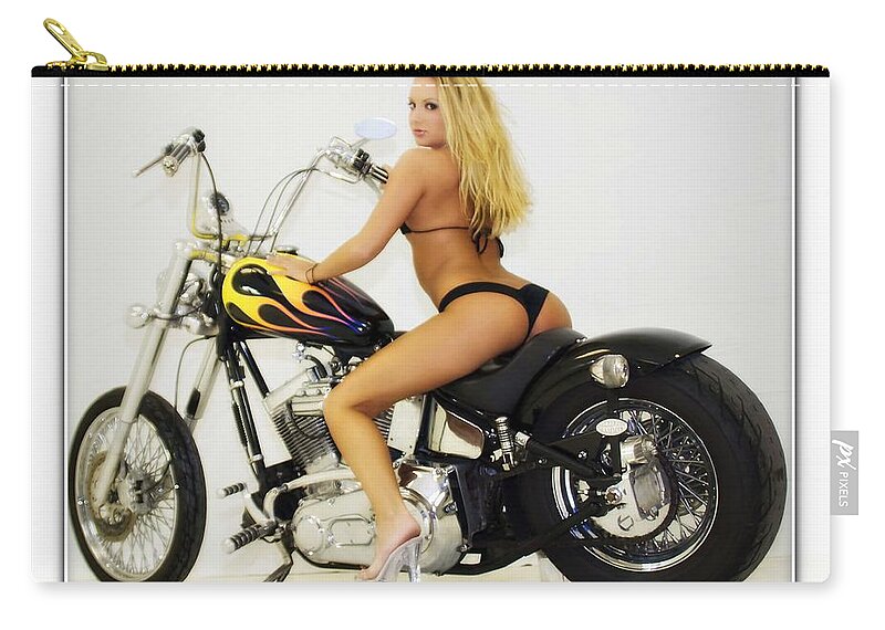 Models And Motorcycles Zip Pouch featuring the photograph Models and Motorcycles_K by Walter Herrit
