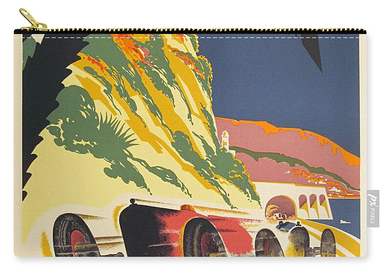Monaco Grand Prix Zip Pouch featuring the digital art Monaco Grand Prix 1932 by Georgia Clare