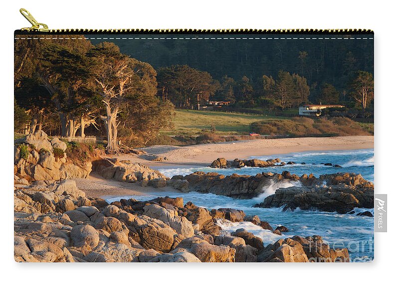 Carmel Zip Pouch featuring the photograph Monastery Beach in Carmel California by Charlene Mitchell