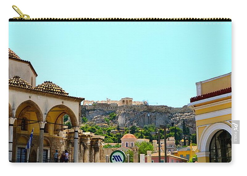 Greece Zip Pouch featuring the photograph Monastiraki - Athens by Corinne Rhode