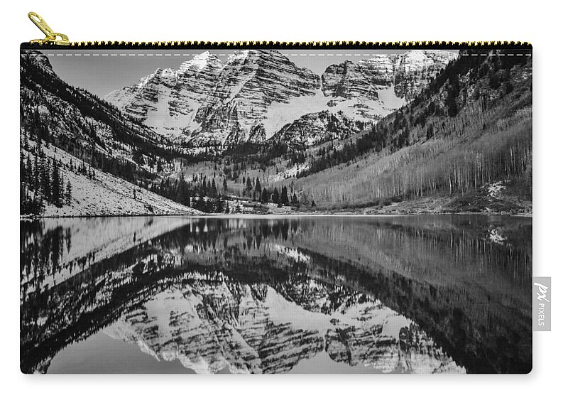 Maroon Bells Carry-all Pouch featuring the photograph Monochrome Maroon by Darren White