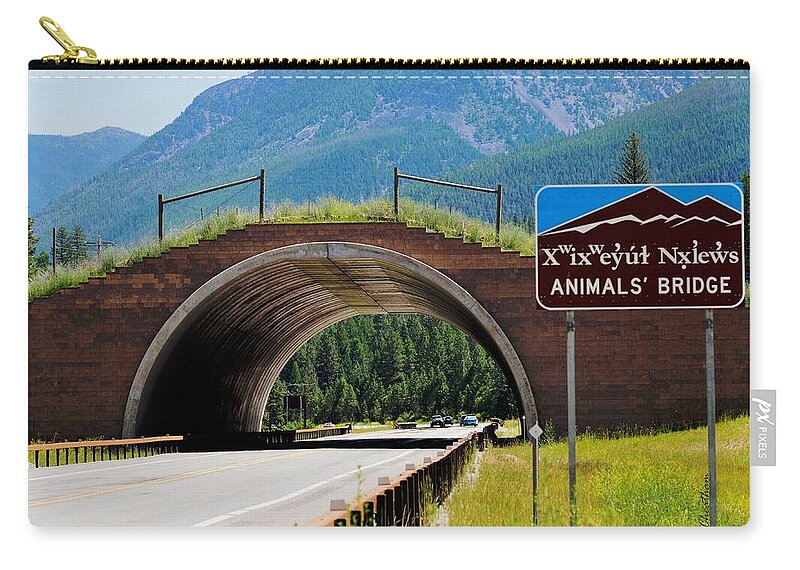 Landscape Carry-all Pouch featuring the photograph Montana Highway - #2 Animals' Bridge by Kae Cheatham