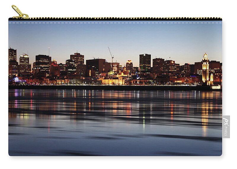 Panoramic Zip Pouch featuring the photograph Montreal Skyline And St-lawrence River by Nino H. Photography