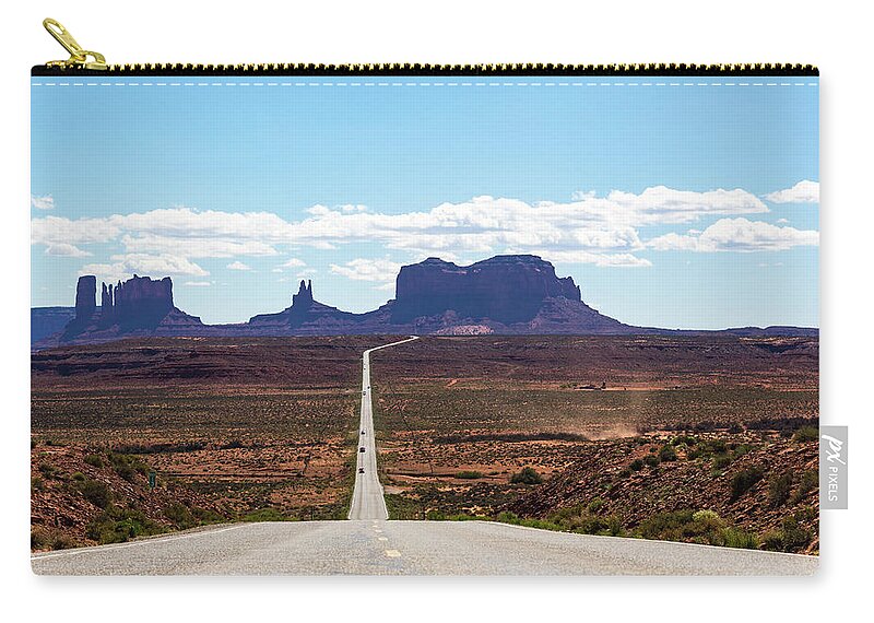 Scenics Zip Pouch featuring the photograph Monument Valley Road, Route 163 by Deimagine