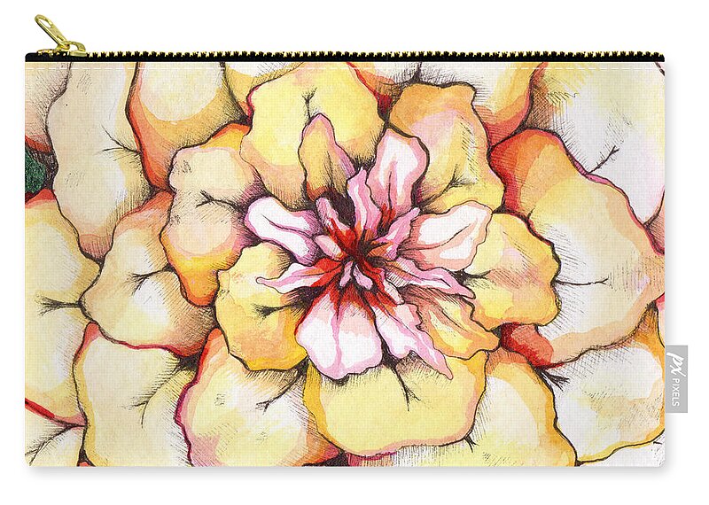 Bloomers Zip Pouch featuring the painting Moon Flower out of the bloomers and onto the bloom by Shadia Derbyshire