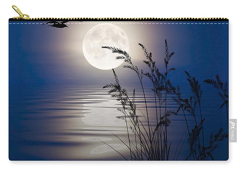 Moon Zip Pouch featuring the digital art Moon Light Silhouettes by Nina Bradica