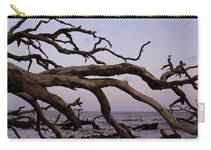 Tree Zip Pouch featuring the photograph Moon over Jekyll by Laurie Perry