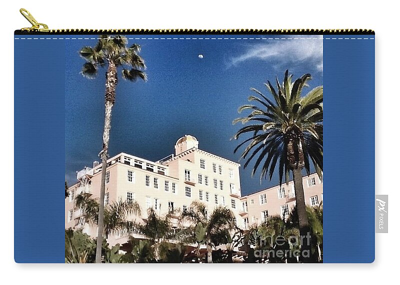 The Pink Lady Hotel Zip Pouch featuring the photograph Moon Over Pink Lady by Susan Garren