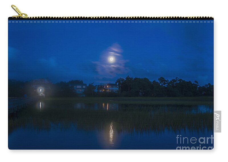 Moon Zip Pouch featuring the photograph Moon over the Wando by Dale Powell