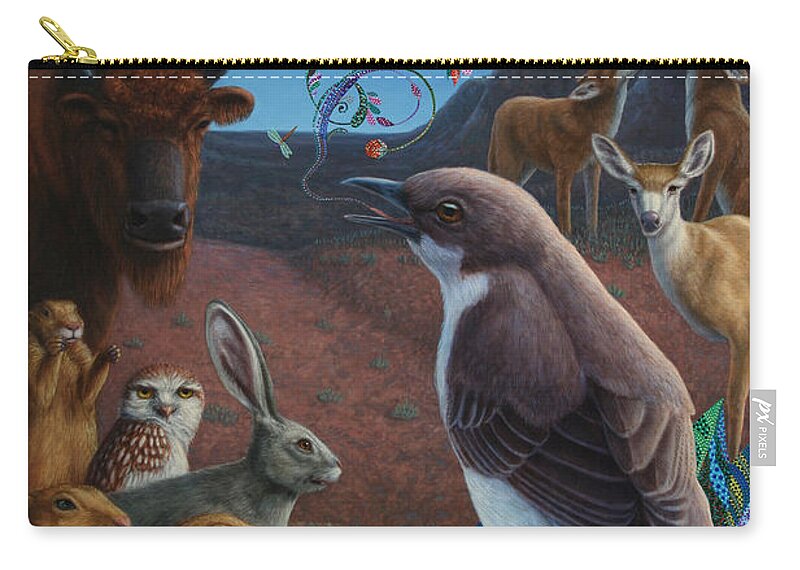 Mockingbird Zip Pouch featuring the painting Moonlight Cantata by James W Johnson