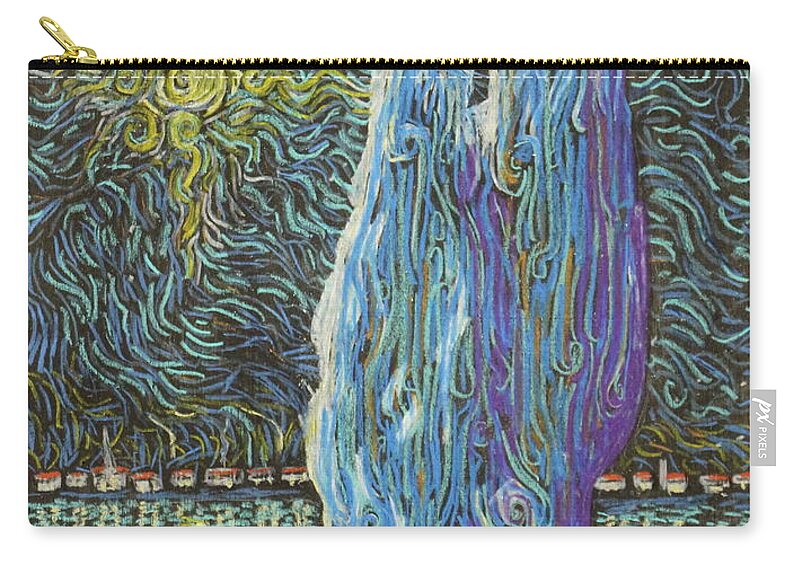 Impressionism Zip Pouch featuring the painting Moonlight Glow On The Lake by Stefan Duncan