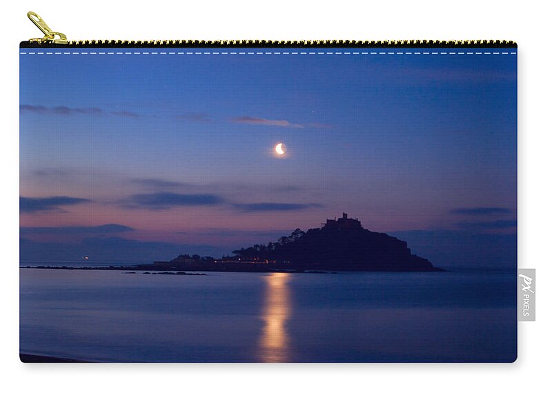St Michaels Mount Zip Pouch featuring the photograph Moonlight St Michael's Mount, Cornwall by Tony Mills
