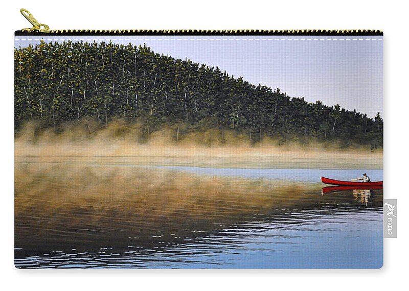 Lake Zip Pouch featuring the painting Moose Lake Paddle by Kenneth M Kirsch