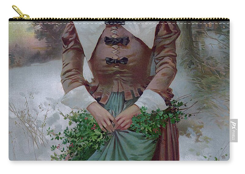 1600s Zip Pouch featuring the drawing Moran Puritan Woman by Granger