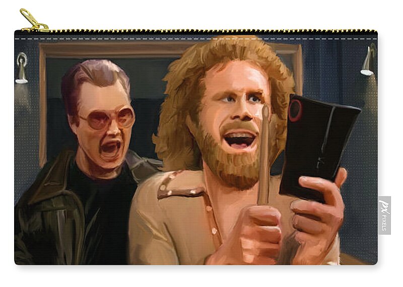 Will Farrell Zip Pouch featuring the painting More Cowbell by Brett Hardin