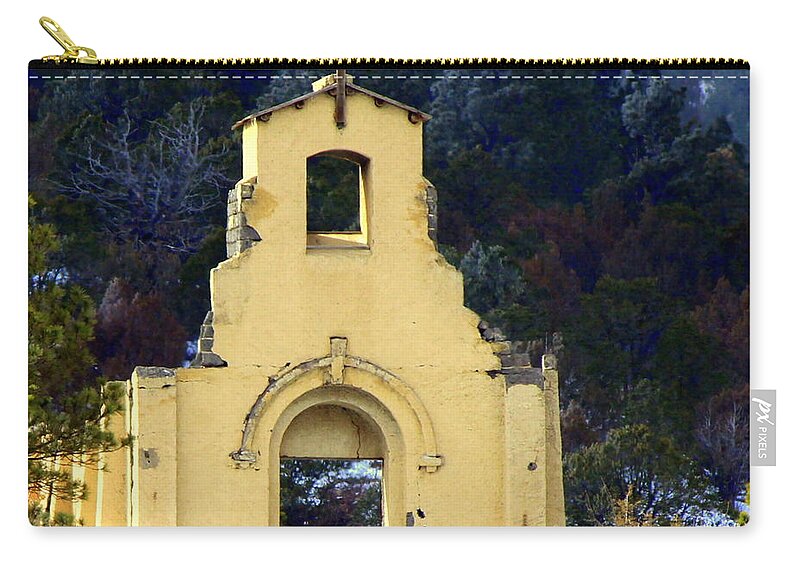 Old Church Zip Pouch featuring the photograph Mountain Mission Church by Barbara Chichester