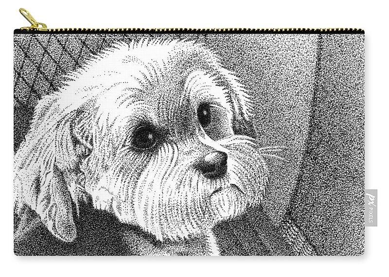 Art Zip Pouch featuring the drawing Morkie by Dustin Miller