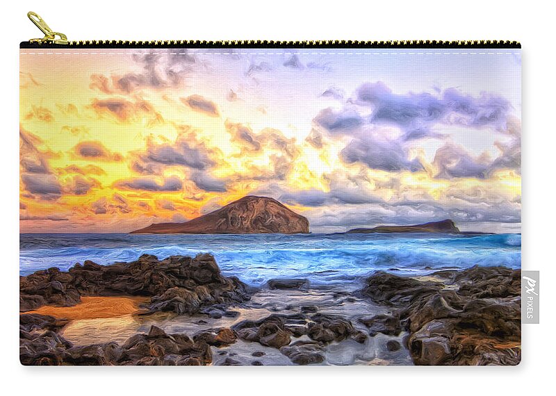 Morning Zip Pouch featuring the painting Morning at Makapuu by Dominic Piperata