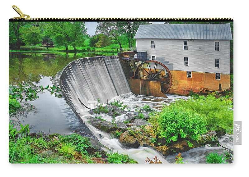 Murray's Mill Zip Pouch featuring the photograph Morning at Murray's Mill by Priscilla Burgers