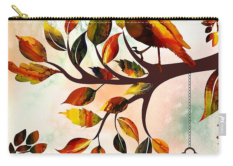 Bird Zip Pouch featuring the painting Morning Bird by Lilia S