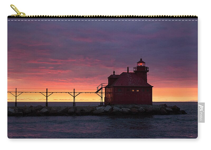 Lighthouse Zip Pouch featuring the photograph Morning Blush by Bill Pevlor