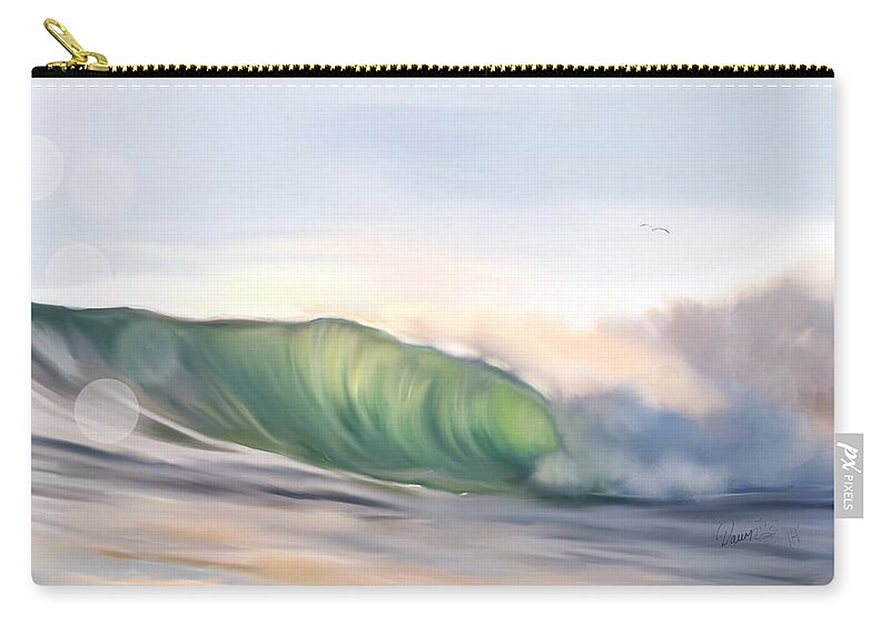Wave Zip Pouch featuring the painting Morning Break by Dawn Harrell