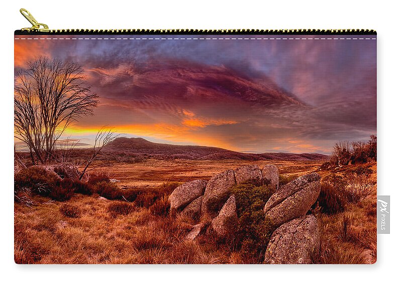 2013 Zip Pouch featuring the photograph Morning Clouds over Jugungal by Robert Charity
