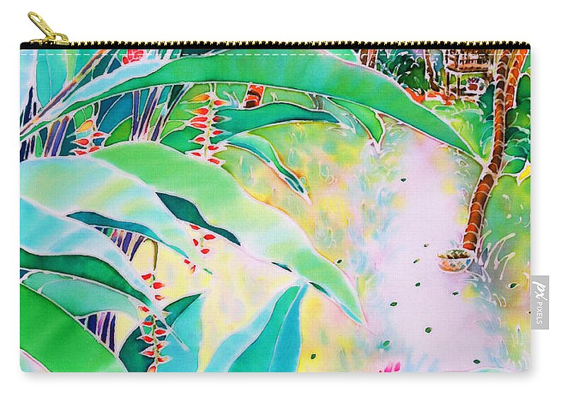 Tropical Zip Pouch featuring the painting Morning dew by Hisayo OHTA