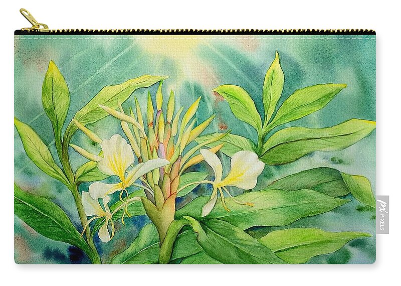 Flower Zip Pouch featuring the painting Morning Ginger by Kelly Miyuki Kimura