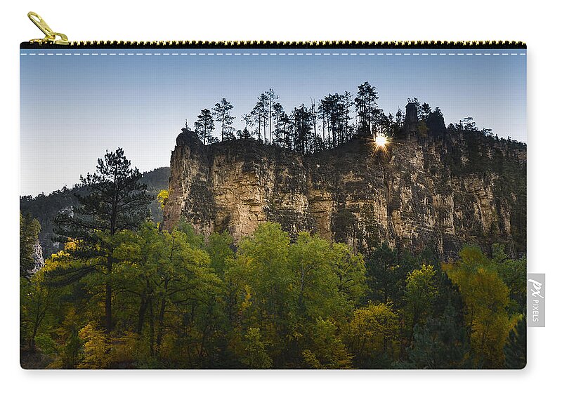 Dakota Zip Pouch featuring the photograph Morning in the Canyon by Greni Graph