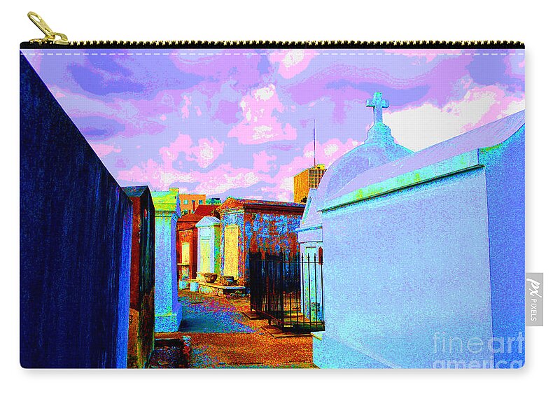 St. Louis Cemetery 1 Zip Pouch featuring the digital art Morning in the Cemetery by Alys Caviness-Gober