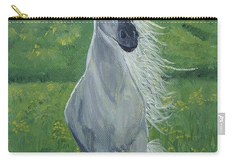 Horse Zip Pouch featuring the painting Morning In The Pasture by Donna Blackhall
