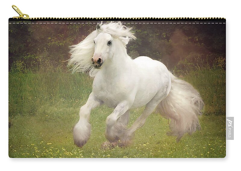 Horses Zip Pouch featuring the photograph Morning Mist C by Fran J Scott
