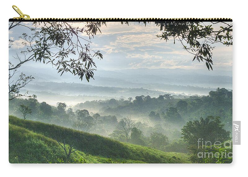 Landscape Zip Pouch featuring the photograph Morning Mist by Heiko Koehrer-Wagner