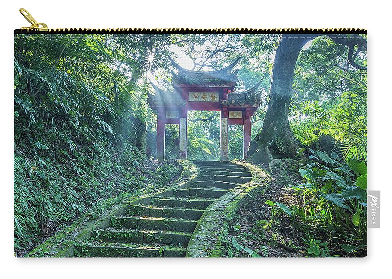 Steps Zip Pouch featuring the photograph Morning Rays by © Copyright 2011 Sharleen Chao