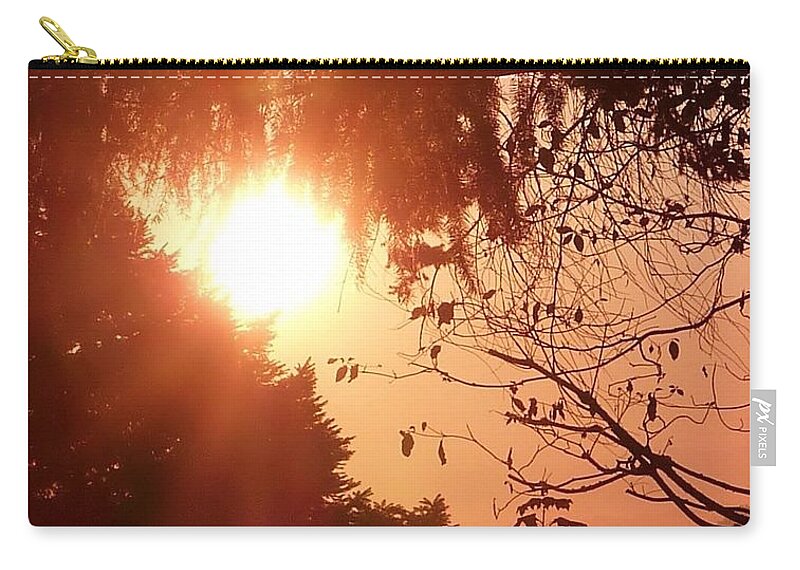 Morning Sunrise Zip Pouch featuring the photograph Morning Red Sunrise by Susan Garren