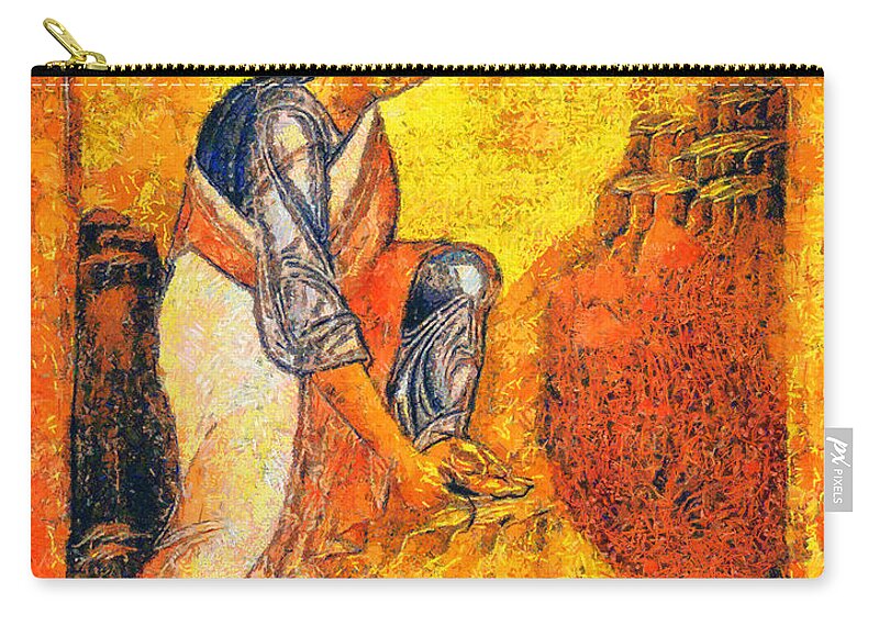 Rossidis Zip Pouch featuring the painting Moses and the burning bush by George Rossidis