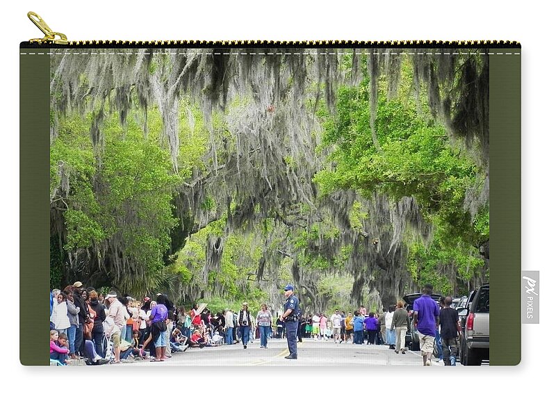 Candice Glover Zip Pouch featuring the photograph Moss and Massive Crowd by Patricia Greer