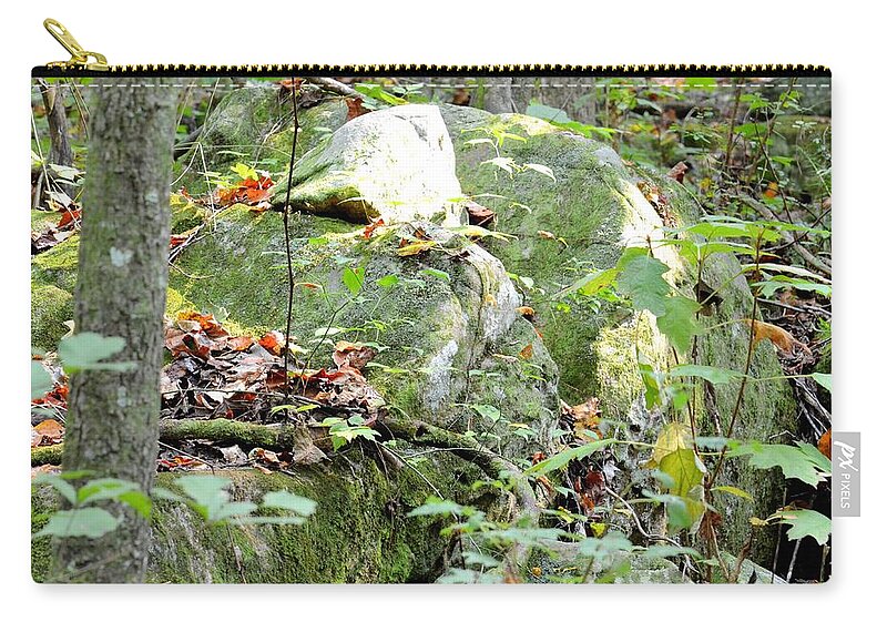 Moss Rock 3 Zip Pouch featuring the photograph Moss Rock 3 by Maria Urso