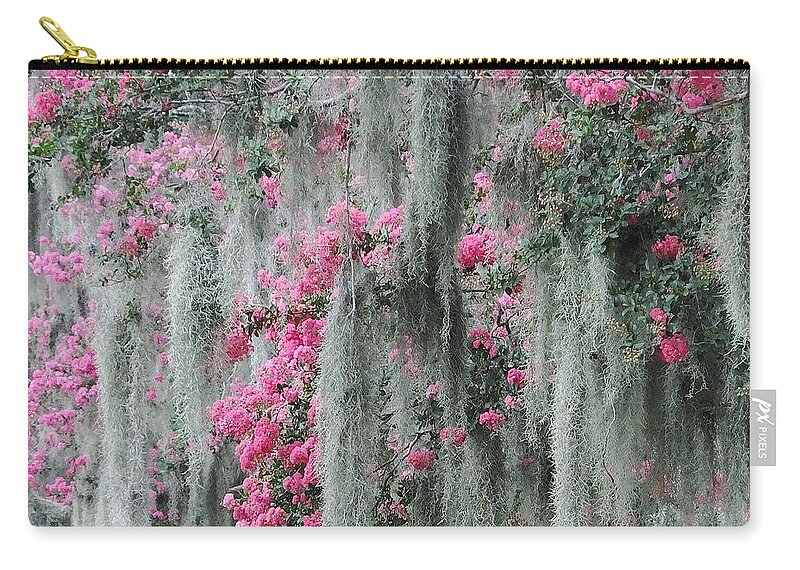 Crepe Myrtle Zip Pouch featuring the photograph Mossy Crepe Myrtle by Lizi Beard-Ward